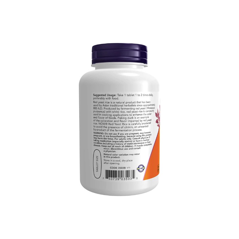 NOW Red Yeast Rice 1200 mg - 120 Tablets, Nutritional