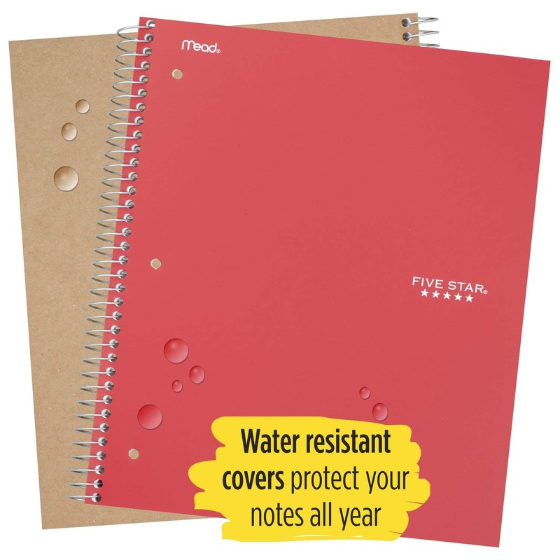 Five Star Spiral Notebooks, 1 Subject, College Ruled Paper, 100