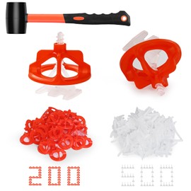 Storystore Tile Leveling System Clips, 500 Pcs Tile Spacers and 200 Pcs Red Cap Tile Leveling Clips for Wall/Floor Ceramic Tile and Stone Installation, Effortless DIY Install, Precision Gap Control