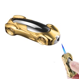Gold Sports Car Lighter, Cool Butane Torch Lighter, Adjustable Inflatable Windproof Lighter, Creative Candle Barbecue Birthday Unique Men's Gift (No Gas)