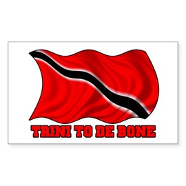 CafePress Trini to De Bone W/Flag Sticker (Rect.) Rectangle Bumper Sticker Car Decal