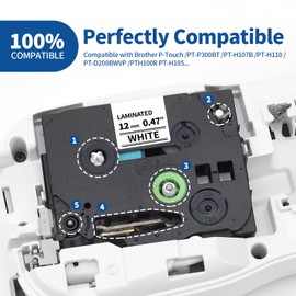 Airmall Compatible TZe-231 Brother P-touch Label Tape 12 mm TZ-231 for Brother P-touch H110, PT-H107B, PT-H105 and PTE110VP Labelling Device, Pack of 4 Black on White