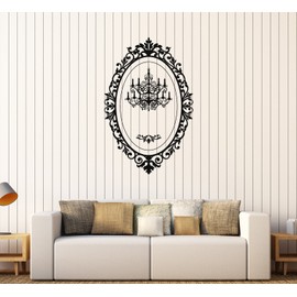 Vinyl Wall Decal Chandelier Mirror Frame Lighting Patterns Art Stickers (065ig) Black