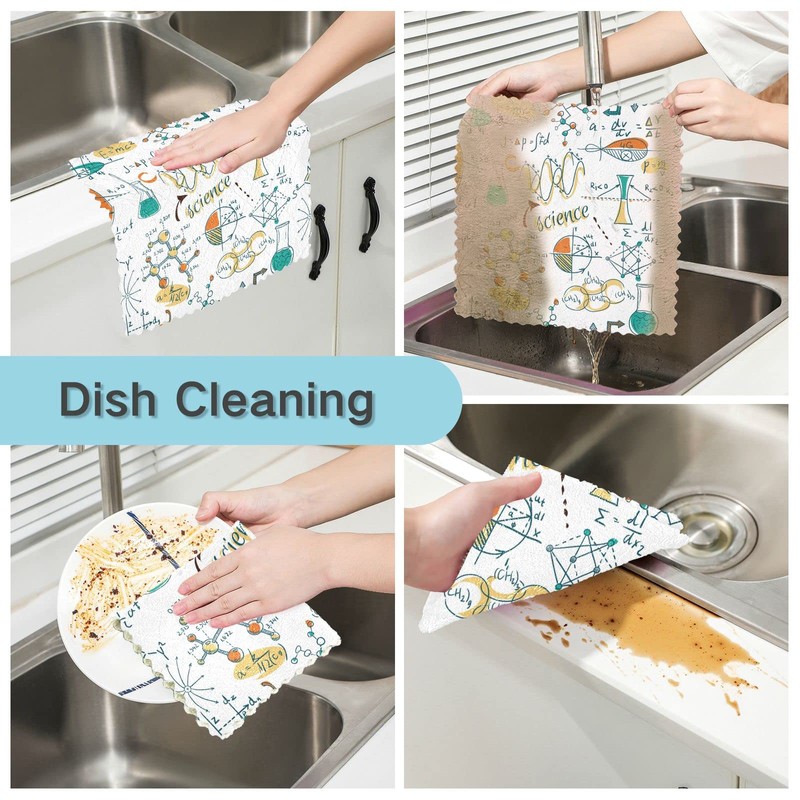 Science Lab Objects Print Microfiber Dish Cloths 6 Pack Dish