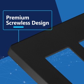 LIDER Matte Finish Double Decorator Switch Cover, Screwless Wall Plate, Mid-Size 2-Gang 4.88" x 4.92", Polycarbonate Thermoplastic, UL Listed, LSWP-32M-BK, Black