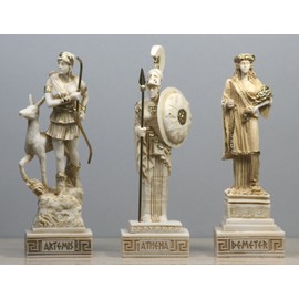 greekartshop Set of 3 Greco-Roman Goddess Artemis Demeter Statue Sculpture Figure