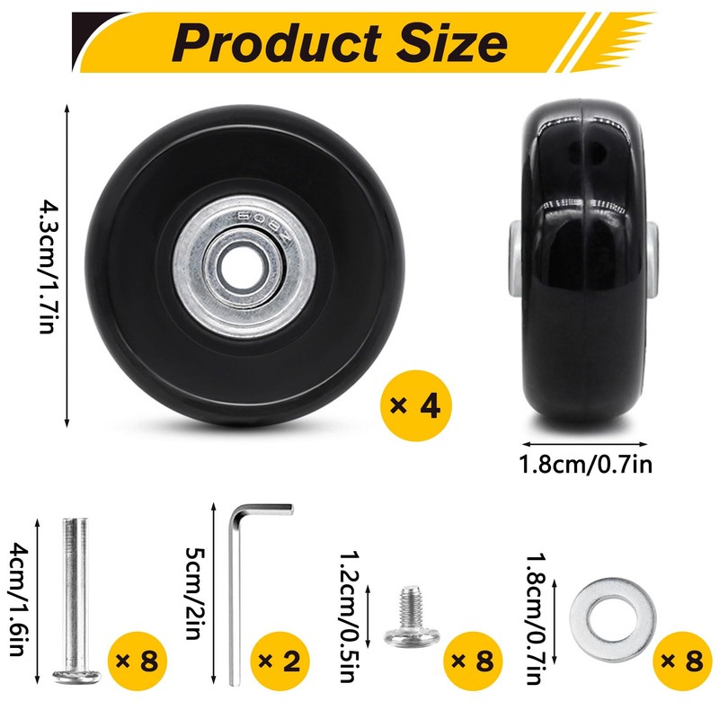 Forhandy Suitcase Wheels Replacement Wheels 4 Pieces 50 x 18
