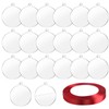 20PCS Christmas Acrylic Baubles Blanks, Clear Flat Baubles with Red