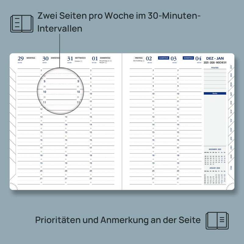 POPRUN 2026 A5+ Diary in German – Weekly Planner with
