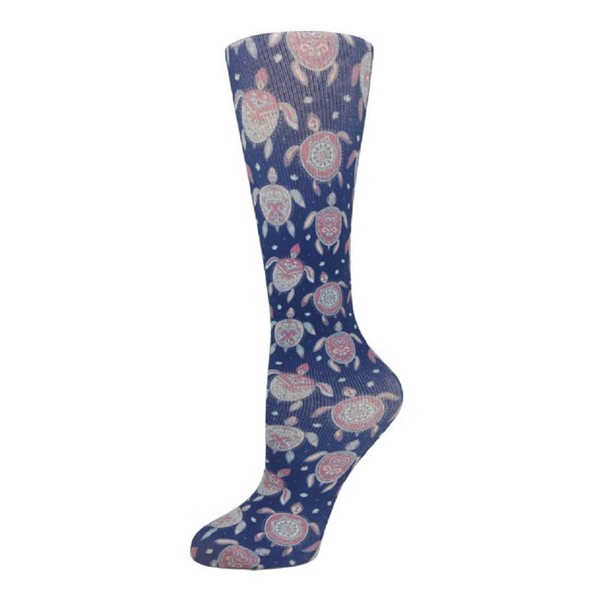 Cutieful 'Knee High Compression Socks 8-15 mmHg' Footwear (Women's Shoe Sizes 5-11, Mosaic Turtles)