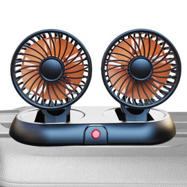 Portable Fan for Car, Auto Double Head Cooler for Dashboard, Double-Head Powerful Auto Fan Low Noise 3 Speeds for Vehicle Dashboard