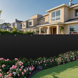 4' x 25' Heavy Duty Privacy Screen Fence, 90% Blockage Black Mesh Shade Net Cover with Brass Grommets for Garden, Yard, Wall, Backyard, Chain Link Fence - Includes 75 Zip Ties (4' x 25', Black)