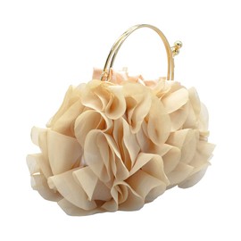 DJBM Floral Women's Evening Handbags Satin Clutch Purses for Wedding and Party Prom Handbags, Beige