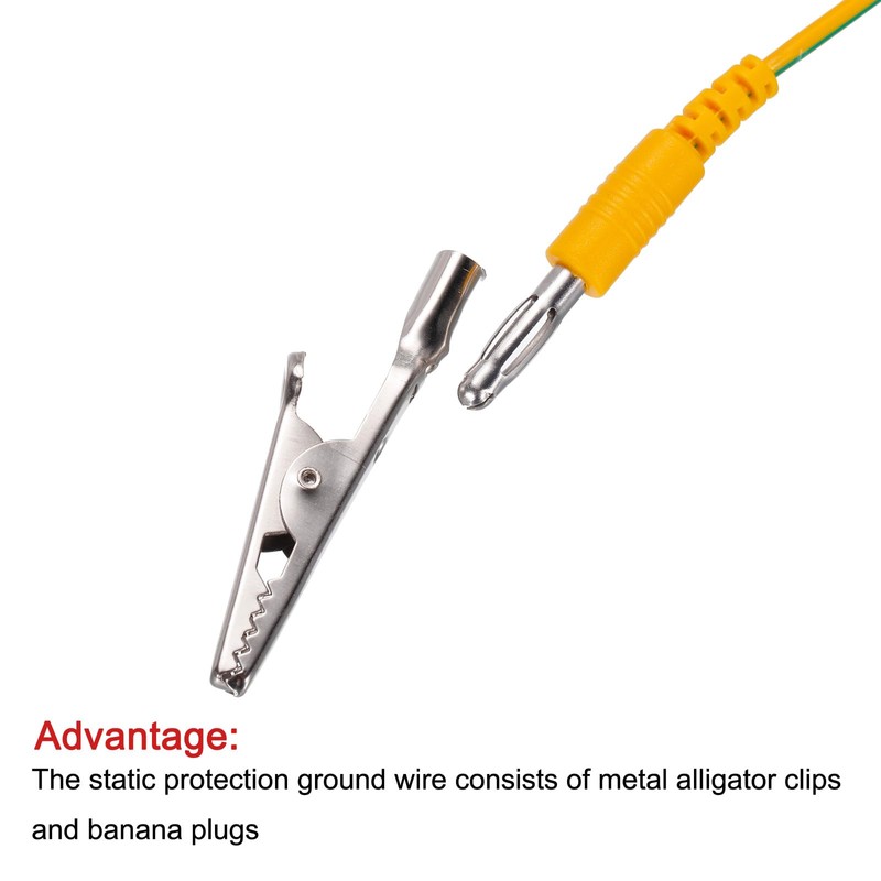 QUARKZMAN ESD Grounding Cable Cord with Crocodile Clip 1.8 m