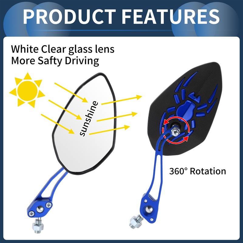 INFINAUTO Motorcycle Rear View Mirrors Bar End Side Mirrors Mount