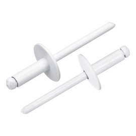 sourcing map 100Pcs 3/16"x1/2" Large Flange Head Blind Rivets, Zinc-Plated Carbon Steel Grip and Mandrel Cap Blind Rivets, White
