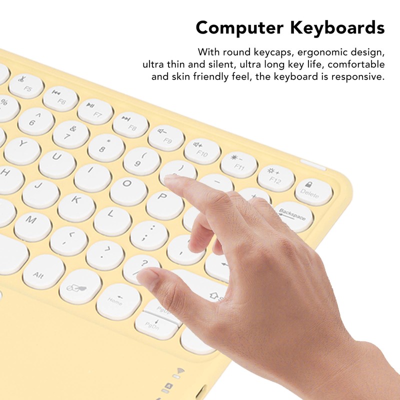 Touch Wireless Keyboard Round Keycaps Ergonomic Design Ultra Thin Smart