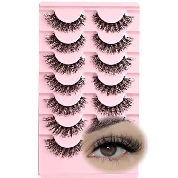 FARRED Natural Lashes Short Eyelashes Wispy False Mink Lash Pack