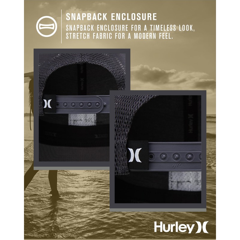 Hurley Men's Snap Back Hats - Fairway Trucker Mesh Baseball