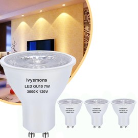 Ivyemons 3-Pack GU10 MR16 LED Bulb Dimmable, 3000k Warm White, Energy Efficient 7W Equivalent 50W Traditional Bulbs, GU10 Base, Replacement for Recessed Track Lighting