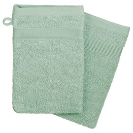 Atmosphera - Set of 2 Wash Mitts - Cotton 450 g/m² - Celadon Green 15 × 21 cm - Green