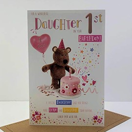 Barley Bear - Daughter On Your 1st Birthday - Birthday Card