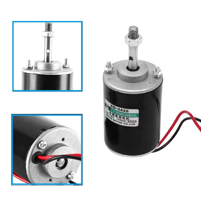 12V 30W Permanent Magnet DC Motor, 3000RPM High Speed CW/CCW