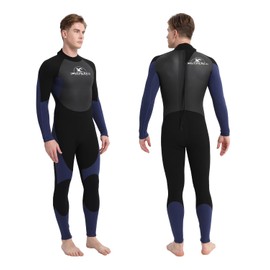 Jintaleco Wetsuits for Men, 3/2mm Mens Wetsuit, Back Zip & Chest Zip Full Wetsuits Suit for Surfing, Swimming, Diving and Water Sports