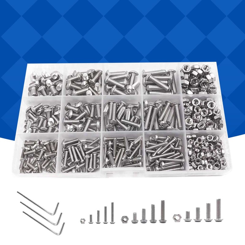 500 Uds. Kit Surtido de Tornillos con Cabeza Hexagonal de