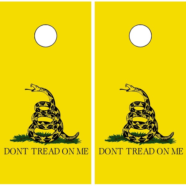 C213 Dont Tread On Me Cornhole WRAP Wraps Laminated Board Boards Decal Set Decals Vinyl Sticker Stickers Bean Bag Game Vinyl Graphic Tint Image