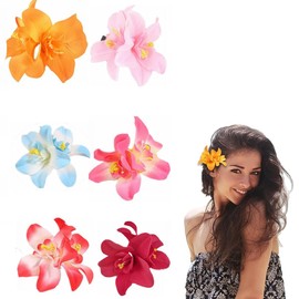 Lilalemon 6pcs Bohemian Flower Hair Clips Pins for Women Girls, Artificial Tropical Hawaiian Beach Flower Clip for Seaside Holiday, Wedding Party, Bridal Hair Accessories