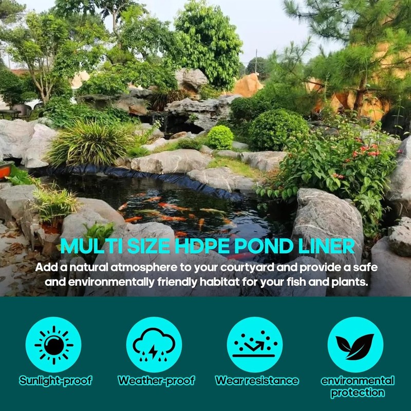 MIKIICOCO Pond Liner, Large Fish Pond Liner Gardens Pools Membrane