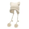 ZLYC Ladies Beanie Hat, pom pom Beige, One Size
