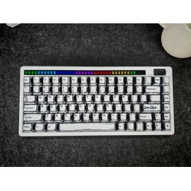 Retro PBT Keycaps - White Japanese Manga Keycaps Set, 141 Keys Cherry Profile Dye-Sub Custom Keycap, Minimalist Style Key caps for 60%, 65%, 75%, 100% Cherry MX Mechanical Keyboard