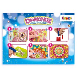 CRAZE DIAMONDZ Mandala Children's Diamond Painting Set, DIY Diamond Painting Craft Set, Mosaic Making for Children with Accessories, 36 x 27 cm