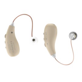 Rechargeable Hearing Aid, Active Noise Cancelling In-Ear Headphones with Volume Control, Type-C Charging, Plastic Material, Lithium Polymer Battery, with Charging Compartment (Yellow)