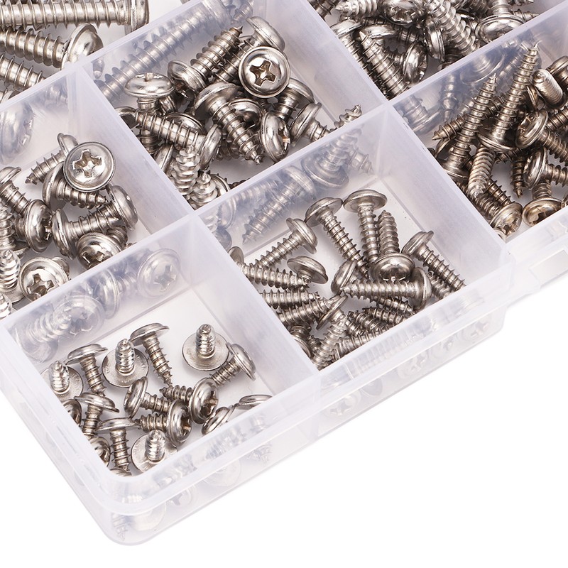 240Pcs Self Tapping Screws Cross Pan Head Stainless Steel M3