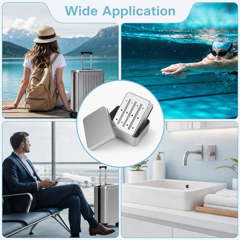 3pcs Soap Tin, 180 ml/150 ml, Aluminum, with 3 Soap