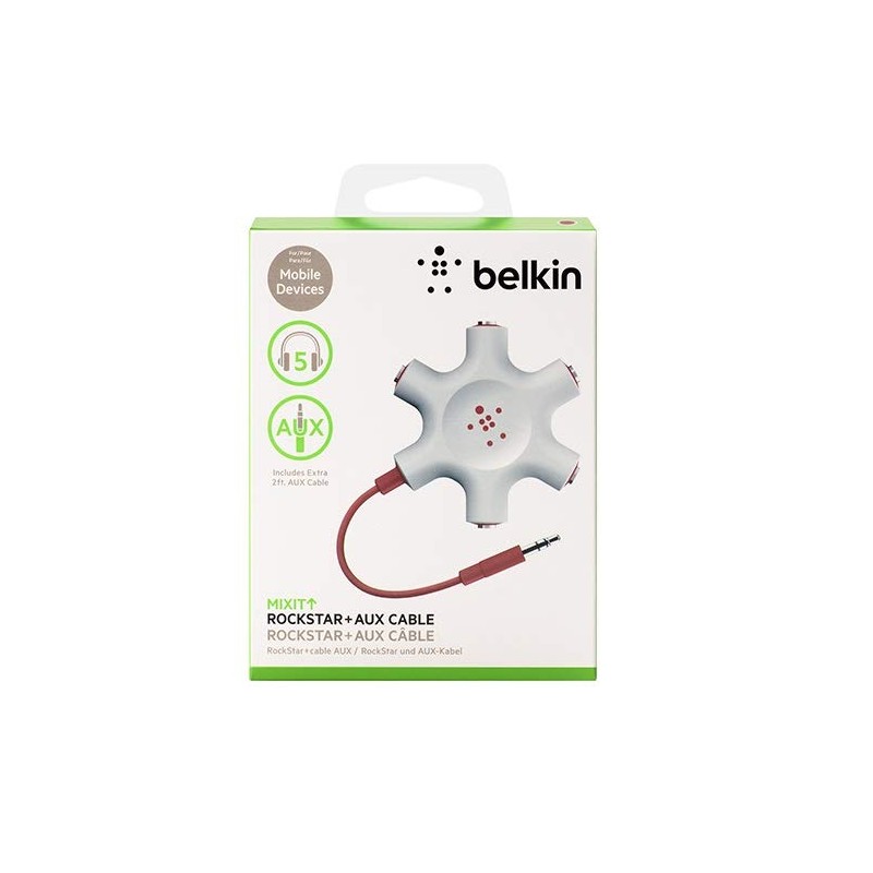 Belkin F8Z274BTRED Splitter Audio Cable Rockstar Mini-Phone