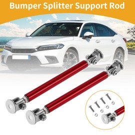 Partuto 2pcs 10cm/3.94in Car Splitter Support Rods Adjustable Front Rear Bumper Lip Splitter Strut Rod Tie Support Bars Aluminum Alloy Red No Drilling Holes