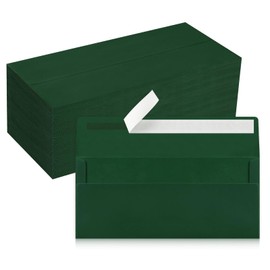 200 Pack #10 Business Envelopes, Dark Green Standard Envelopes Self Seal, Letter Size Mailing Envelopes for Checks Letters Invoices Christmas Birthday Graduation Wedding, 4 1/8 x 9 1/2 Inch