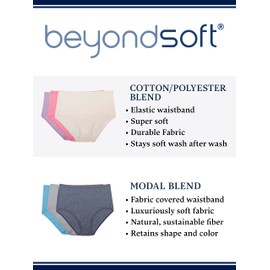 Fruit of the Loom Women's Beyondsoft Underwear (Regular & Plus Size), Brief-Cotton Blend-12 Pack-Colors May Vary, 6