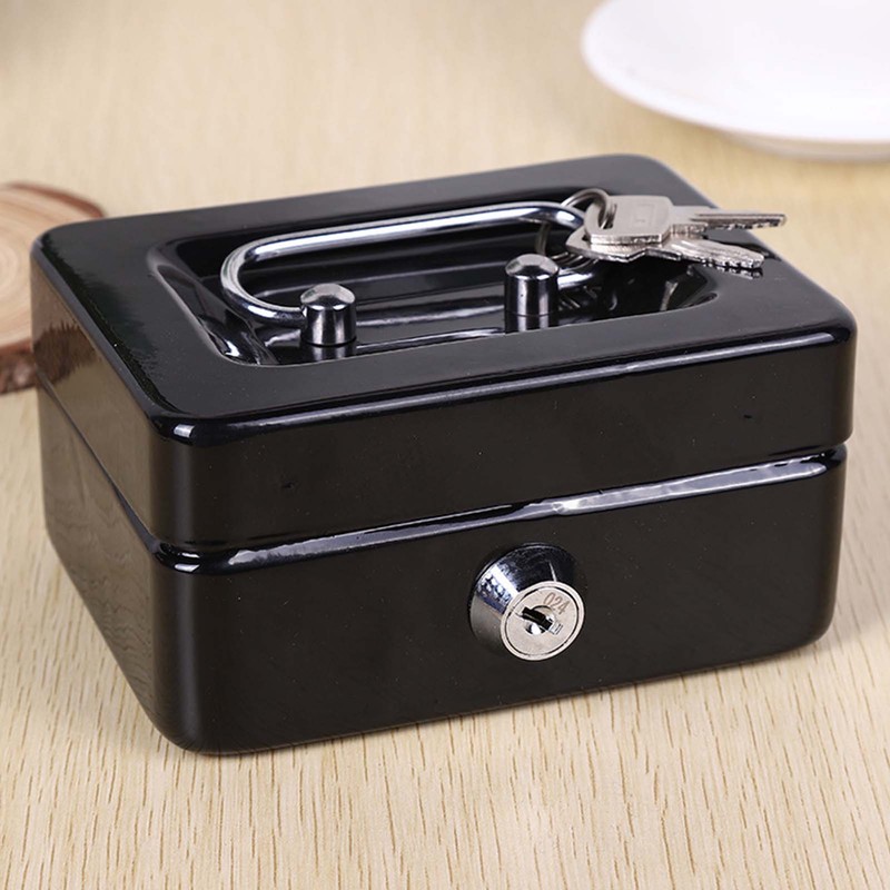 Cash Box with Money Tray Metal Storage Safe Lock Box