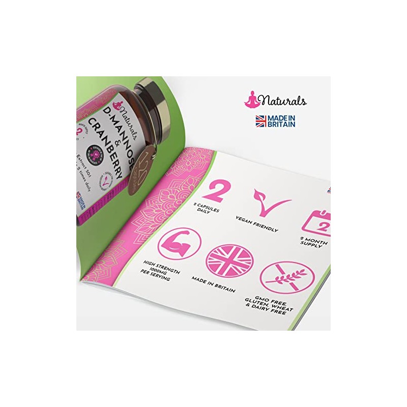 120 D-Mannose and Cranberry Capsules - (2 Months Supply) 1000mg