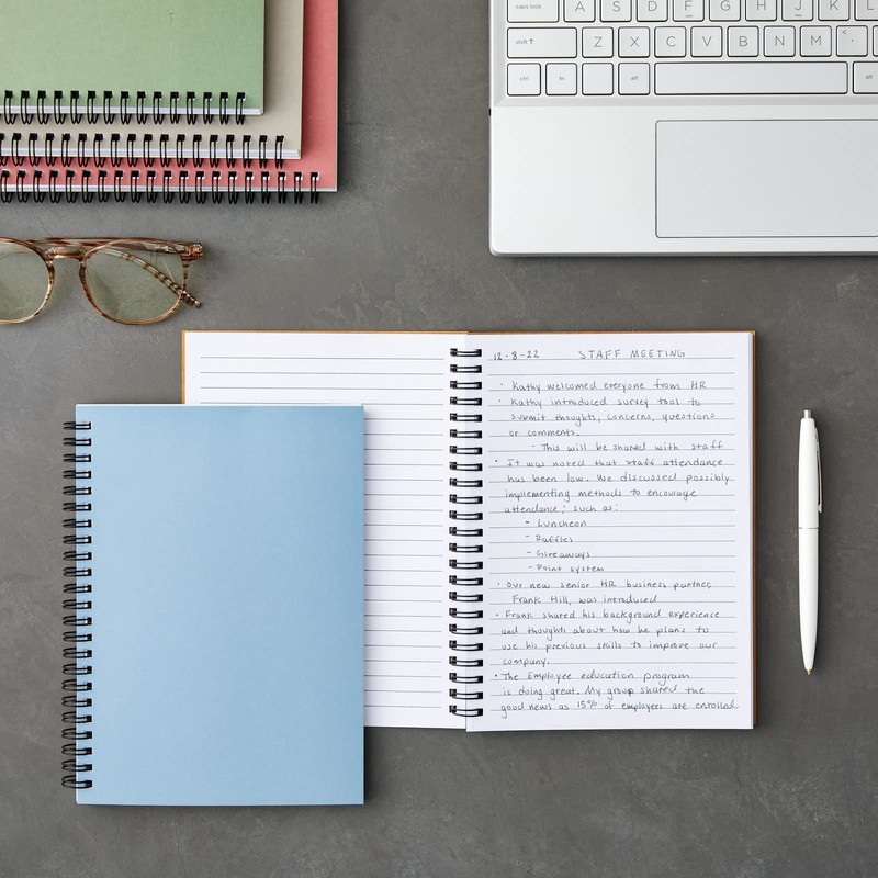 5 Pack 6x8 inch Spiral Journals, Small Notebooks Bulk with