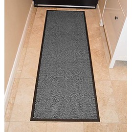 SAFRI Heavy Duty Non Slip Barrier Mats Color Rugs Runner Kitchen Door Hall Indoor Outdoor (Grey/Black, 120cm x 180cm)
