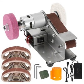 Electric Belt Sander, Multifunctional Knife Sharpener, 7 Adjustable Speed Bench Grinder Sander Tool for Serrated & Kitchen Knife Blade Scissors Woodworking Plastic Metal, 30x Sanding Belts
