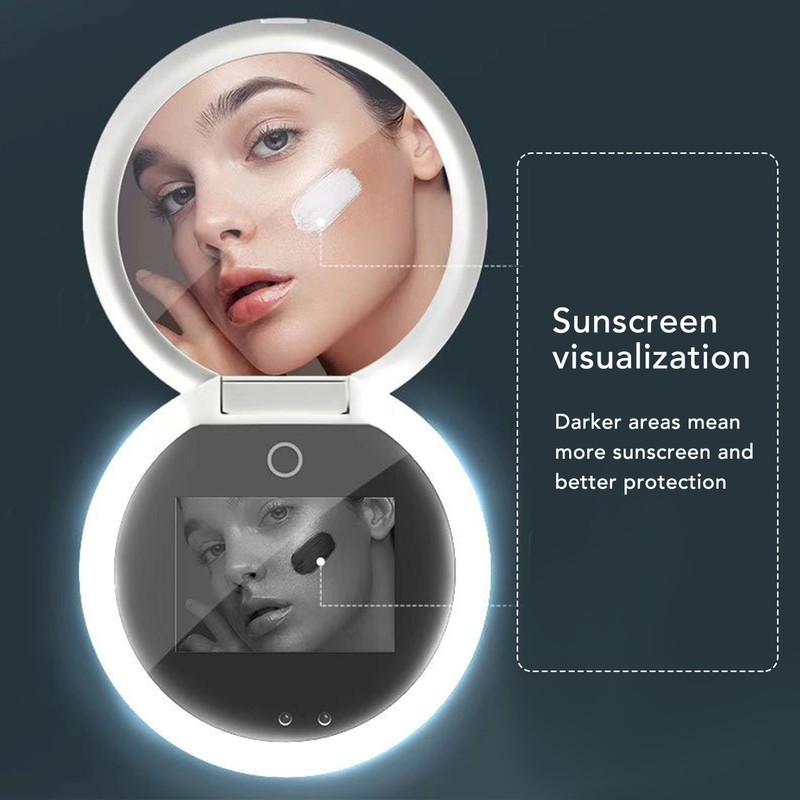Sunscreen Testing UV Mirror 2X Magnification LED Light Double Sides