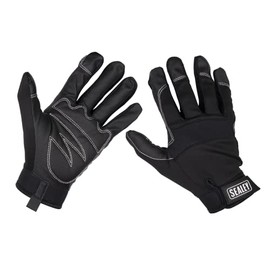Sealey MG798XL Mechanic's Gloves Light Palm Tactouch - X-Large, Black