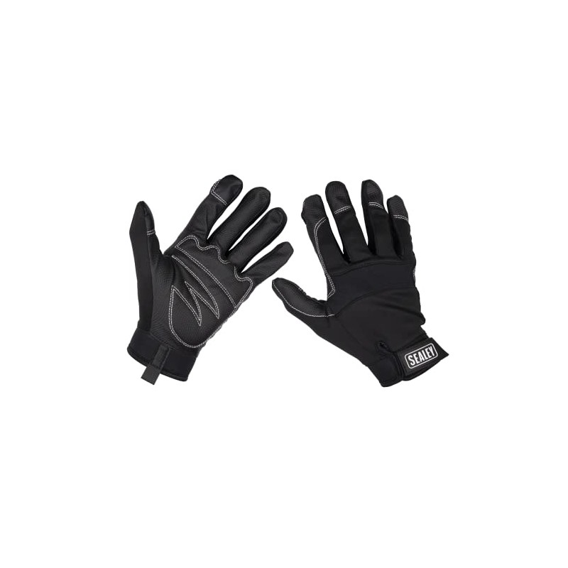 Sealey MG798XL Mechanic's Gloves Light Palm Tactouch - X-Large, Black
